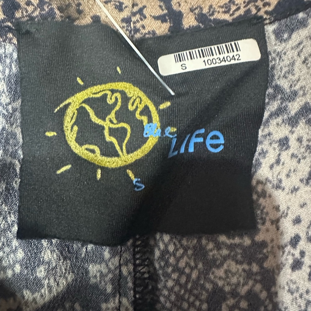 SIZE S Blue Life Tan and Blue Cropped Ankle Pants - Picture 6 of 9